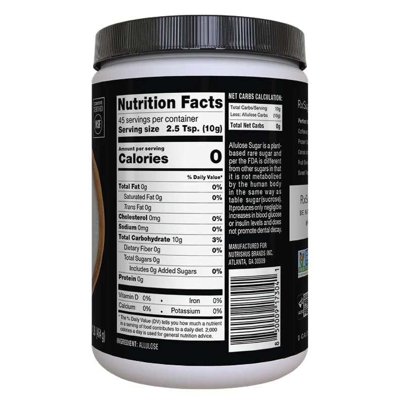 RxSugar Allulose Sugar 1 Pound Canister