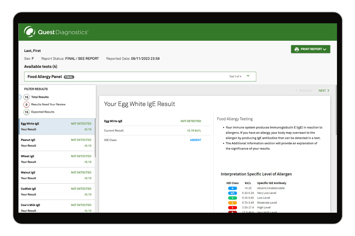 Food Allergy Panel with Reflex to Components